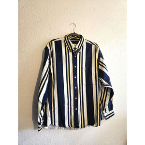 Eddie Bauer Mens Striped Long Sleeve Button Up Lg